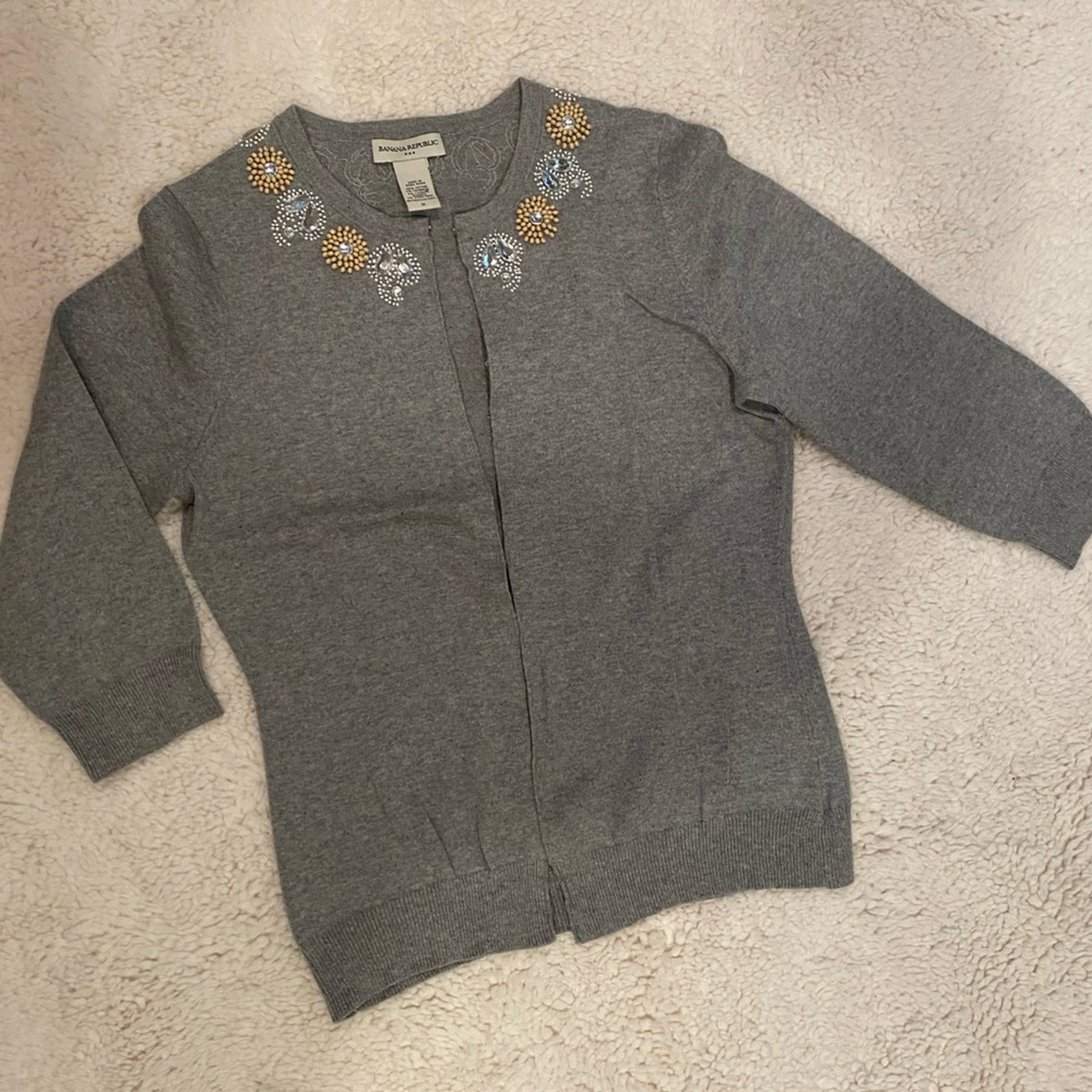 Banana republic - grey cardigan with beaded detail